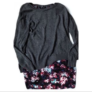 AB Studio Layered Floral & Grey Sweater